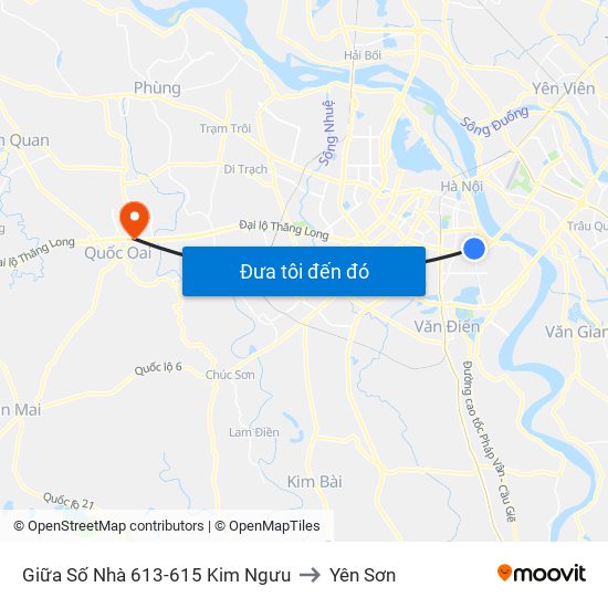 Giữa Số Nhà 613-615 Kim Ngưu to Yên Sơn map