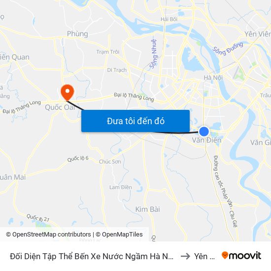 Đối Diện Tập Thể Bến Xe Nước Ngầm Hà Nội - Ngọc Hồi to Yên Sơn map