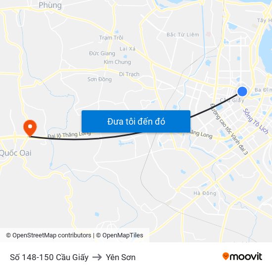 Số 148-150 Cầu Giấy to Yên Sơn map