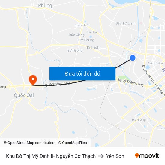 Khu Đô Thị Mỹ Đình Ii- Nguyễn Cơ Thạch to Yên Sơn map