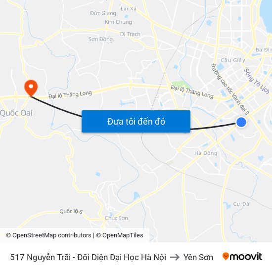 517 Nguyễn Trãi - Đối Diện Đại Học Hà Nội to Yên Sơn map