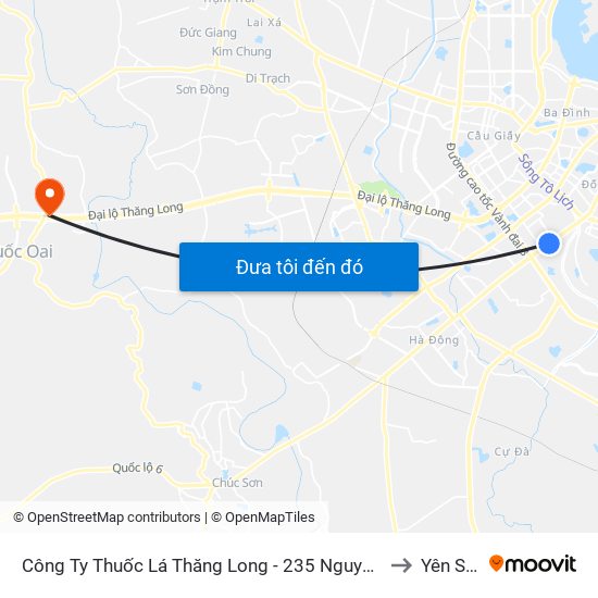 Công Ty Thuốc Lá Thăng Long - 235 Nguyễn Trãi to Yên Sơn map