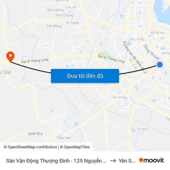 Sân Vận Động Thượng Đình - 129 Nguyễn Trãi to Yên Sơn map