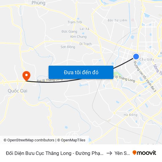 Đối Diện Bưu Cục Thăng Long - Đường Phạm Hùng to Yên Sơn map