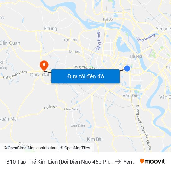 B10 Tập Thể Kim Liên (Đối Diện Ngõ 46b Phạm Ngọc Thạch) to Yên Sơn map