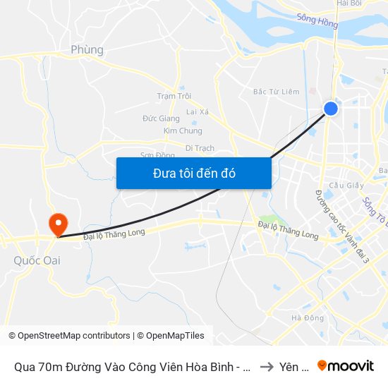 Qua 70m Đường Vào Công Viên Hòa Bình - Phạm Văn Đồng to Yên Sơn map