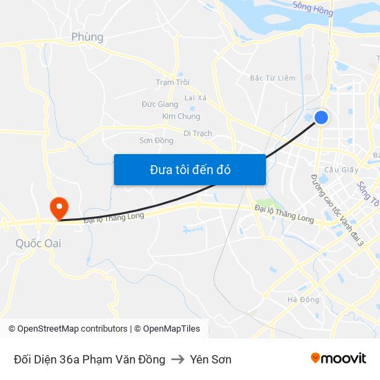 Đối Diện 36a Phạm Văn Đồng to Yên Sơn map