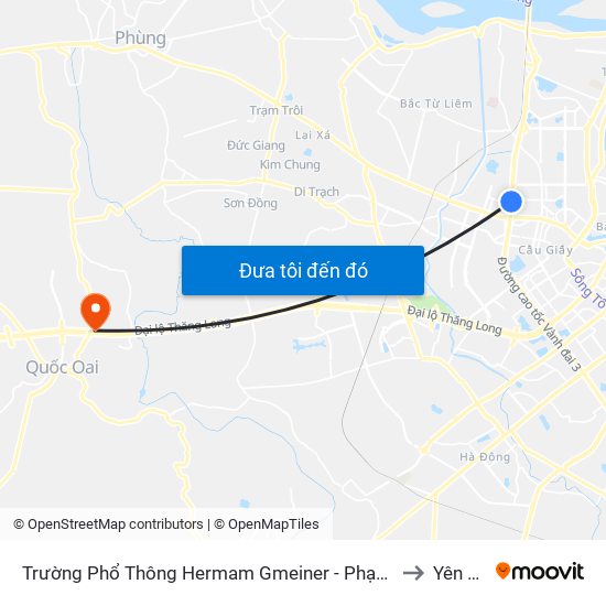 Trường Phổ Thông Hermam Gmeiner - Phạm Văn Đồng to Yên Sơn map