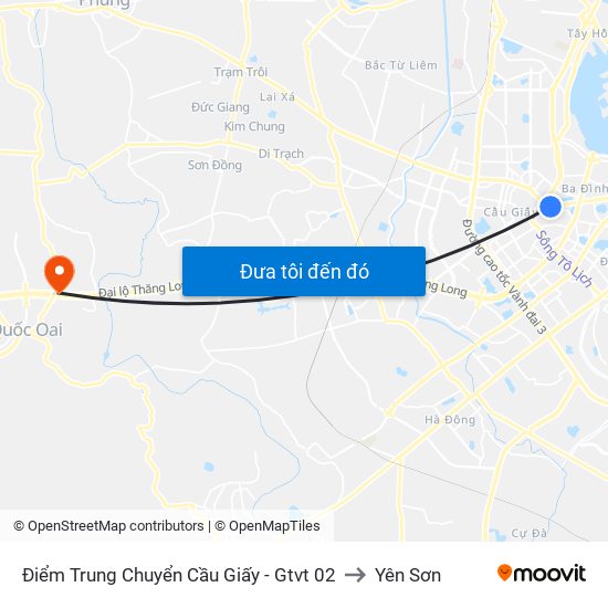 Điểm Trung Chuyển Cầu Giấy - Gtvt 02 to Yên Sơn map