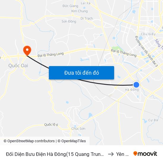 Đối Diện Bưu Điện Hà Đông(15 Quang Trung Hà Đông) to Yên Sơn map