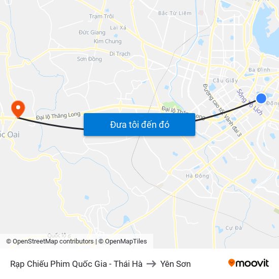 Rạp Chiếu Phim Quốc Gia - Thái Hà to Yên Sơn map