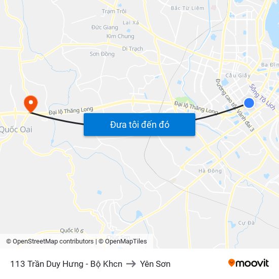 113 Trần Duy Hưng - Bộ Khcn to Yên Sơn map