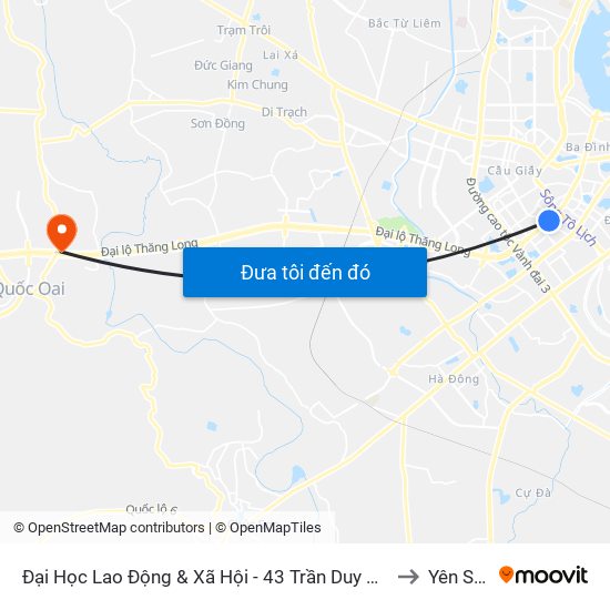 Đại Học Lao Động & Xã Hội - 43 Trần Duy Hưng to Yên Sơn map