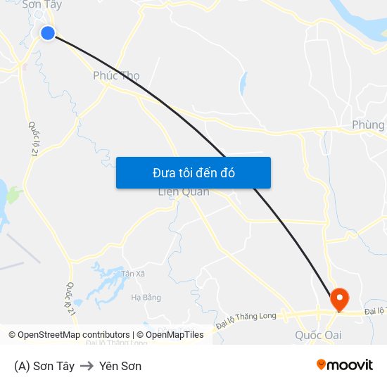 (A) Sơn Tây to Yên Sơn map