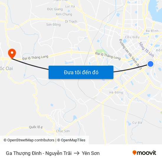 Ga Thượng Đình - Nguyễn Trãi to Yên Sơn map