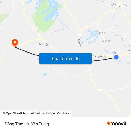 Đồng Trúc to Yên Trung map