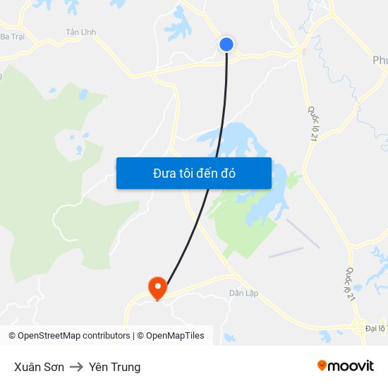 Xuân Sơn to Yên Trung map