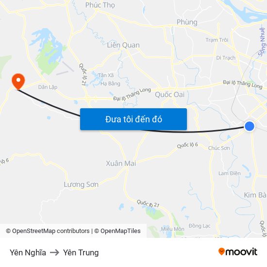 Yên Nghĩa to Yên Trung map