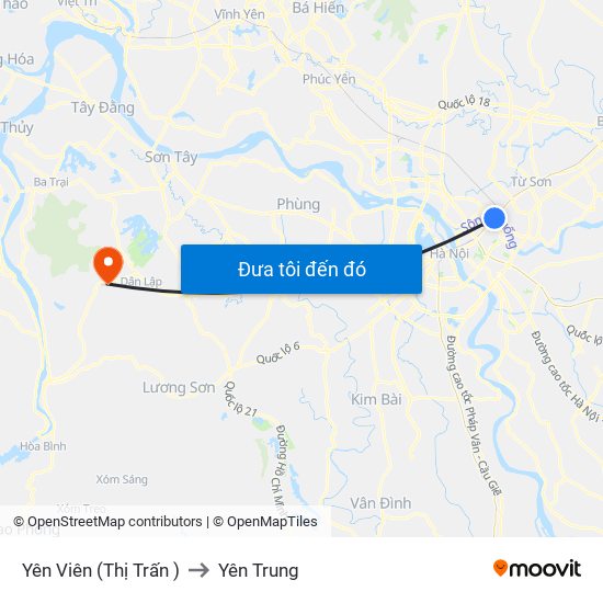 Yên Viên (Thị Trấn ) to Yên Trung map
