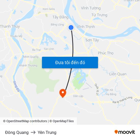 Đông Quang to Yên Trung map