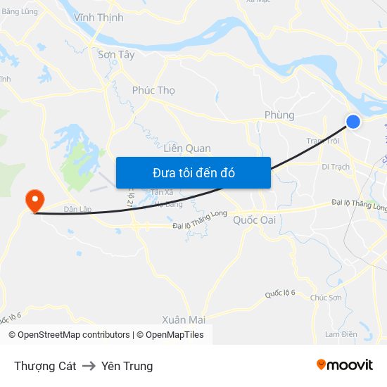 Thượng Cát to Yên Trung map