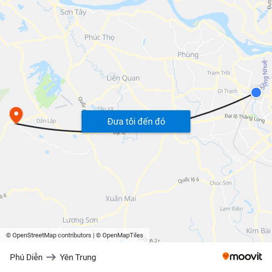 Phú Diễn to Yên Trung map