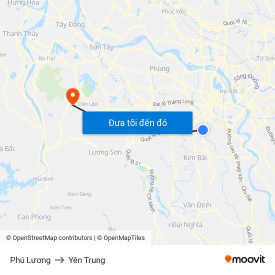 Phú Lương to Yên Trung map