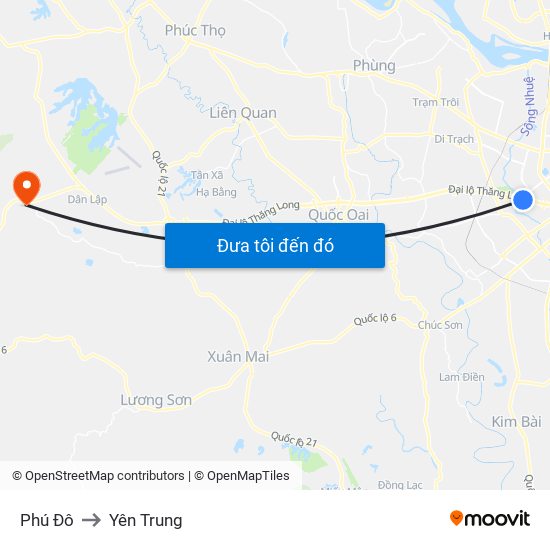 Phú Đô to Yên Trung map