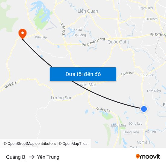 Quảng Bị to Yên Trung map