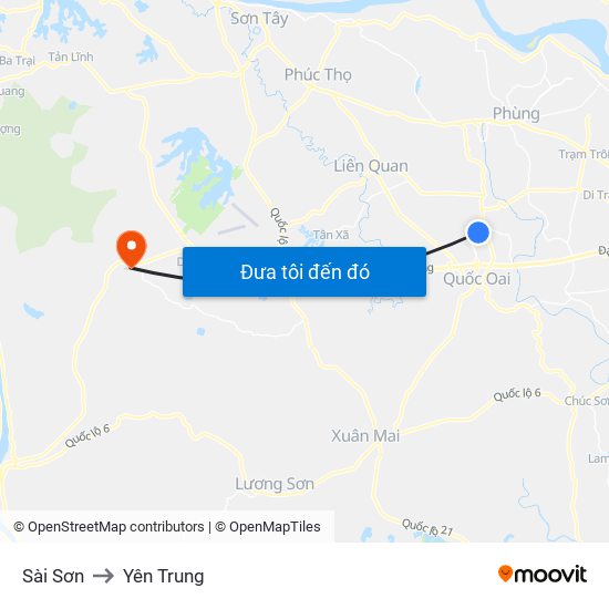 Sài Sơn to Yên Trung map