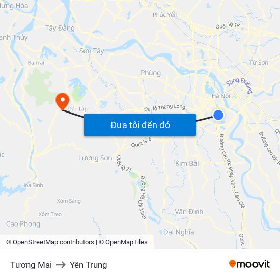 Tương Mai to Yên Trung map