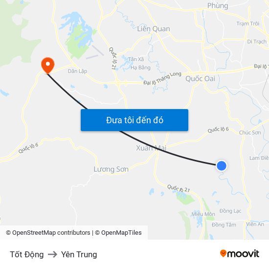 Tốt Động to Yên Trung map