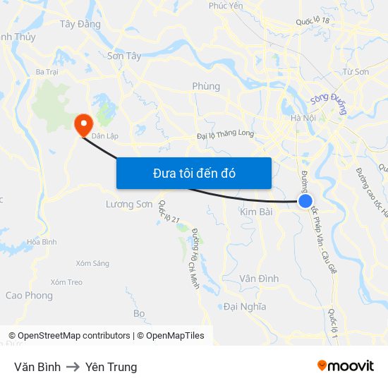 Văn Bình to Yên Trung map