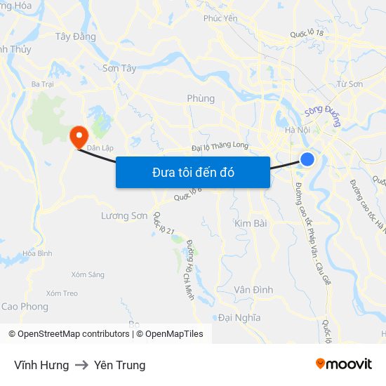 Vĩnh Hưng to Yên Trung map