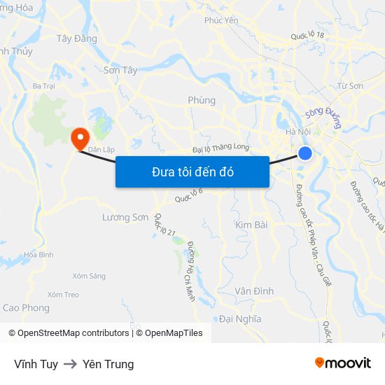 Vĩnh Tuy to Yên Trung map