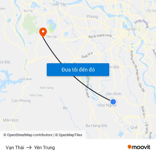 Vạn Thái to Yên Trung map