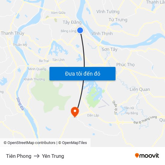 Tiên Phong to Yên Trung map