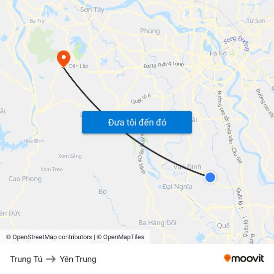 Trung Tú to Yên Trung map