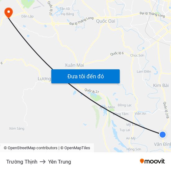 Trường Thịnh to Yên Trung map