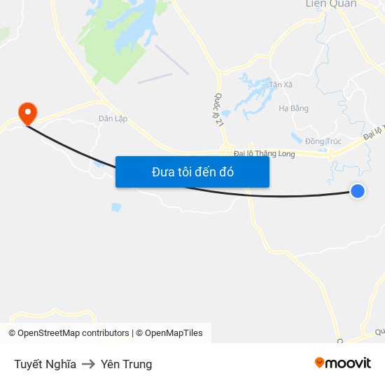 Tuyết Nghĩa to Yên Trung map