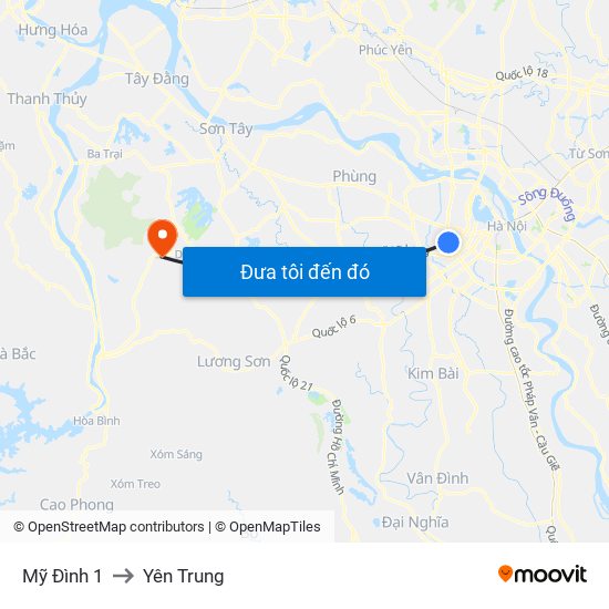 Mỹ Đình 1 to Yên Trung map