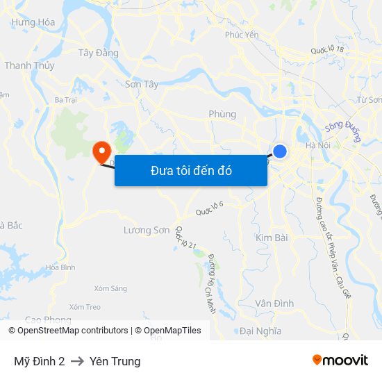 Mỹ Đình 2 to Yên Trung map