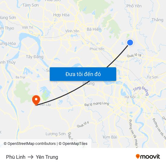 Phù Linh to Yên Trung map