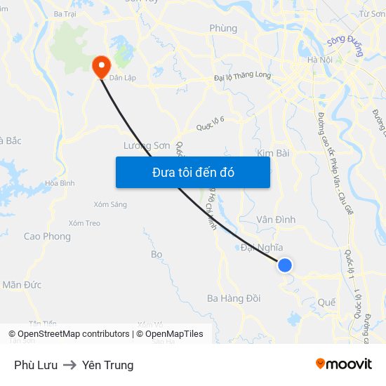 Phù Lưu to Yên Trung map