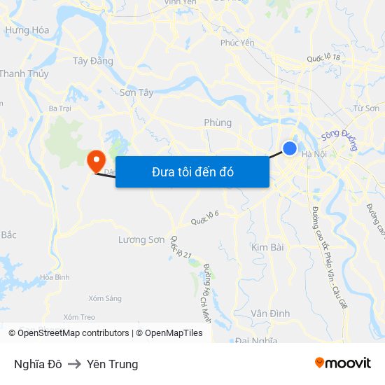 Nghĩa Đô to Yên Trung map