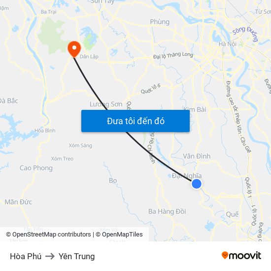 Hòa Phú to Yên Trung map