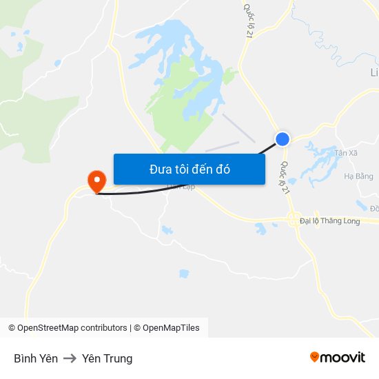 Bình Yên to Yên Trung map