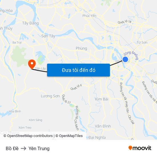 Bồ Đề to Yên Trung map