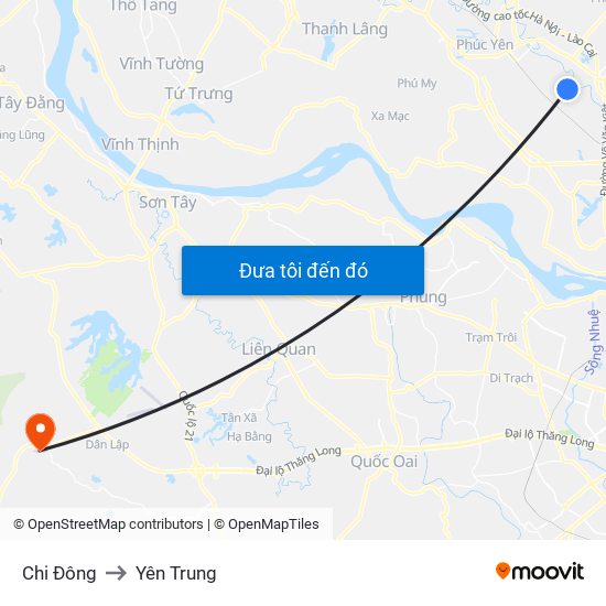 Chi Đông to Yên Trung map