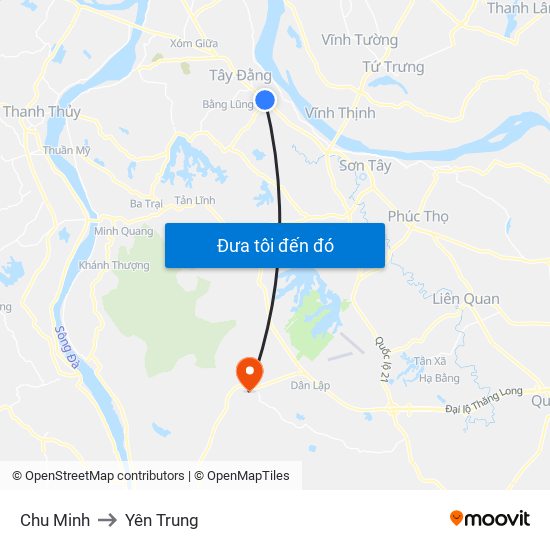 Chu Minh to Yên Trung map